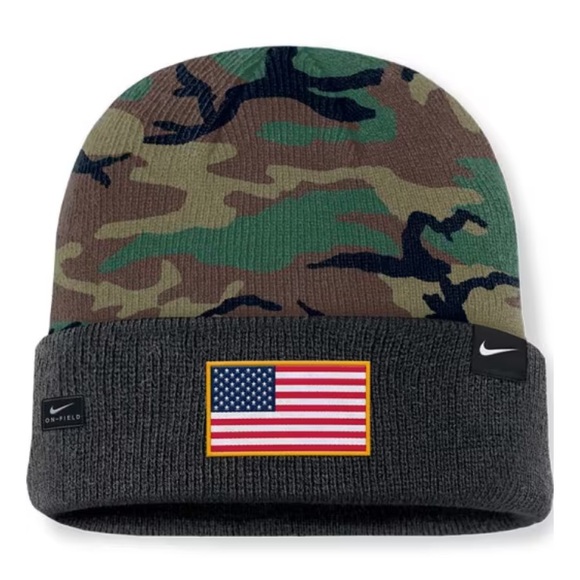 NWT Nike Ohio State Buckeyes 2024 Terra Military Cuff Knit Beanie - Green - Picture 3 of 13